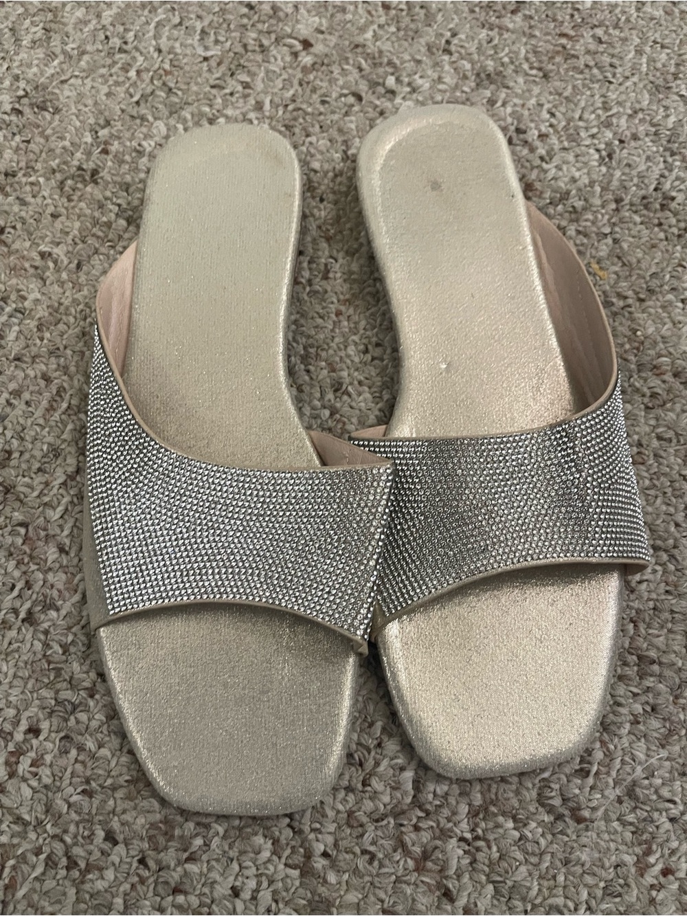 Women's Sparkle Slide Sandals in gold size 12w